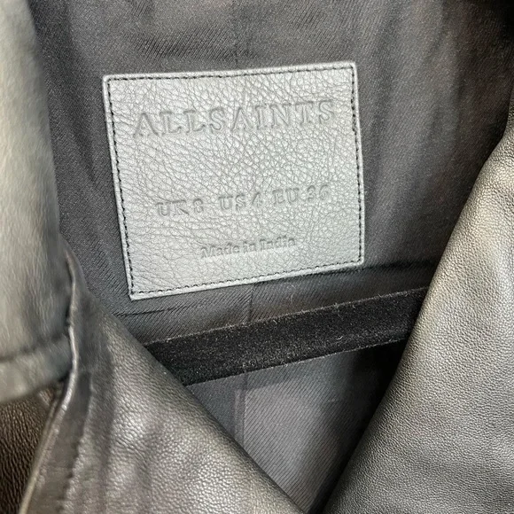 ALL SAINTS BLACK LEATHER JACKET SIZE 4 - Picture 6 of 6
